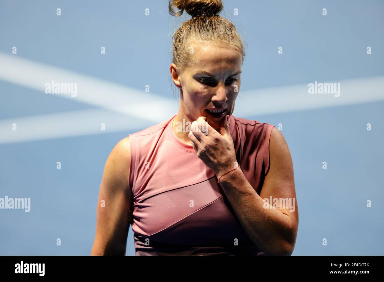 ST PETERSBURG, RUSSIA - MARCH 20: Svetlana Kuznetsova of Russia during her match against Daria Kasatkina of Russia during the semifinals of the 2021 St Petersburg Ladies Trophy, WTA 500 tennis tournament at Sibur Arena on March 20, 2021 in St Petersburg, Russia (Photo by Anatolij Medved/Orange Pictures)*** Local Caption *** Svetlana Kuznetsova Stock Photo