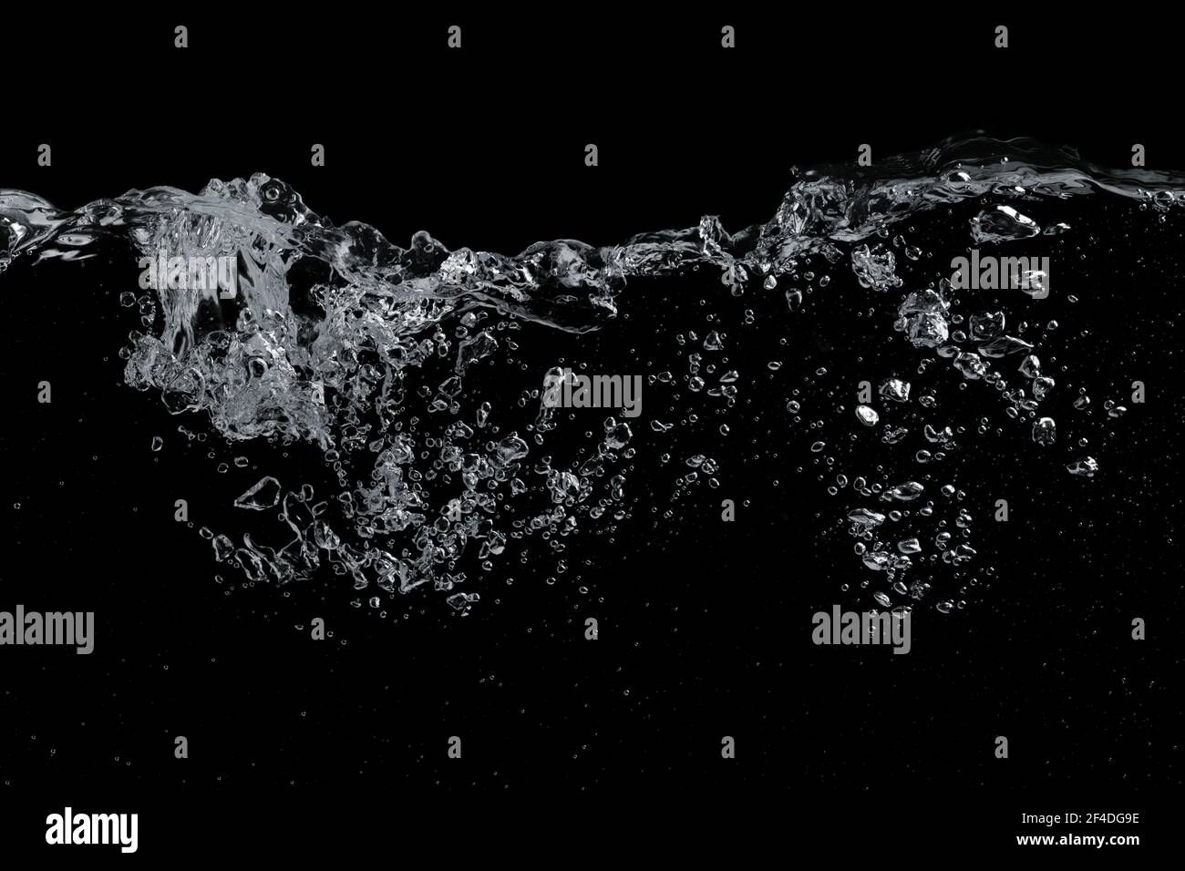 Clear water liquid splash wave surface with ripple and bubbles on a ...