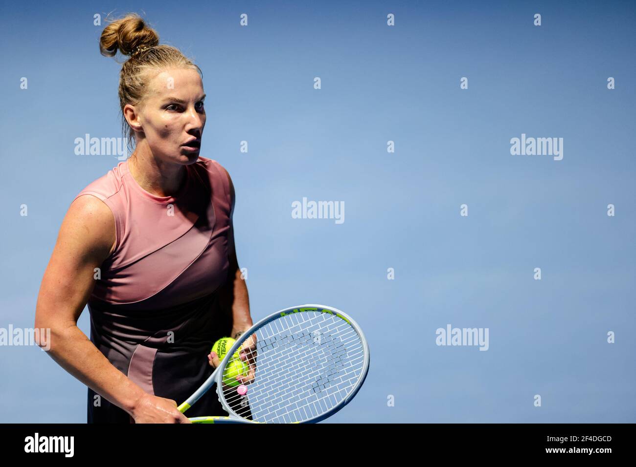 ST PETERSBURG, RUSSIA - MARCH 20: Svetlana Kuznetsova of Russia during her match against Daria Kasatkina of Russia during the semifinals of the 2021 St Petersburg Ladies Trophy, WTA 500 tennis tournament at Sibur Arena on March 20, 2021 in St Petersburg, Russia (Photo by Anatolij Medved/Orange Pictures)*** Local Caption *** Svetlana Kuznetsova Stock Photo