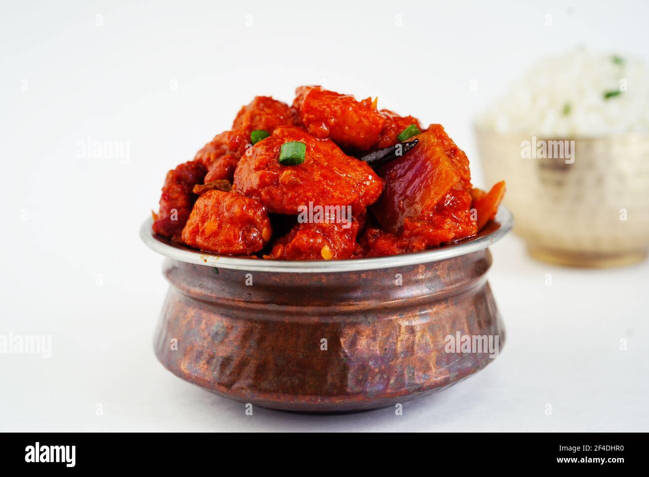 Indian Chilli chicken dry isolated on white, selective focus Stock Photo -  Alamy, image size:1300x956