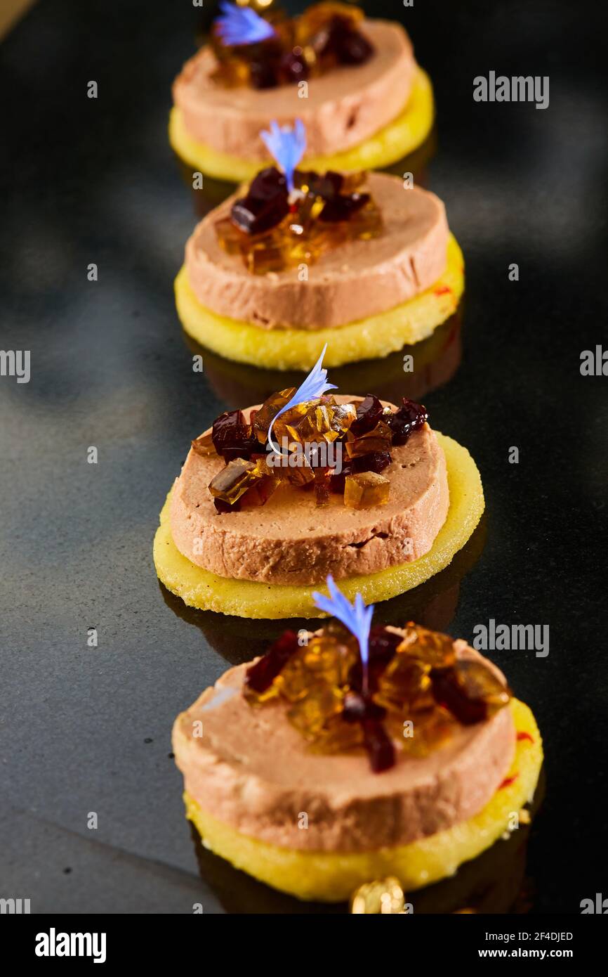 Canape Foie Gras with Sauternes Jelly. Shallow dof Stock Photo Alamy