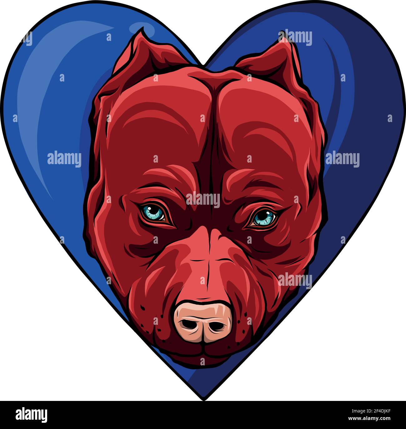 pitbull head dog in heart vector illustration Stock Vector Image & Art ...