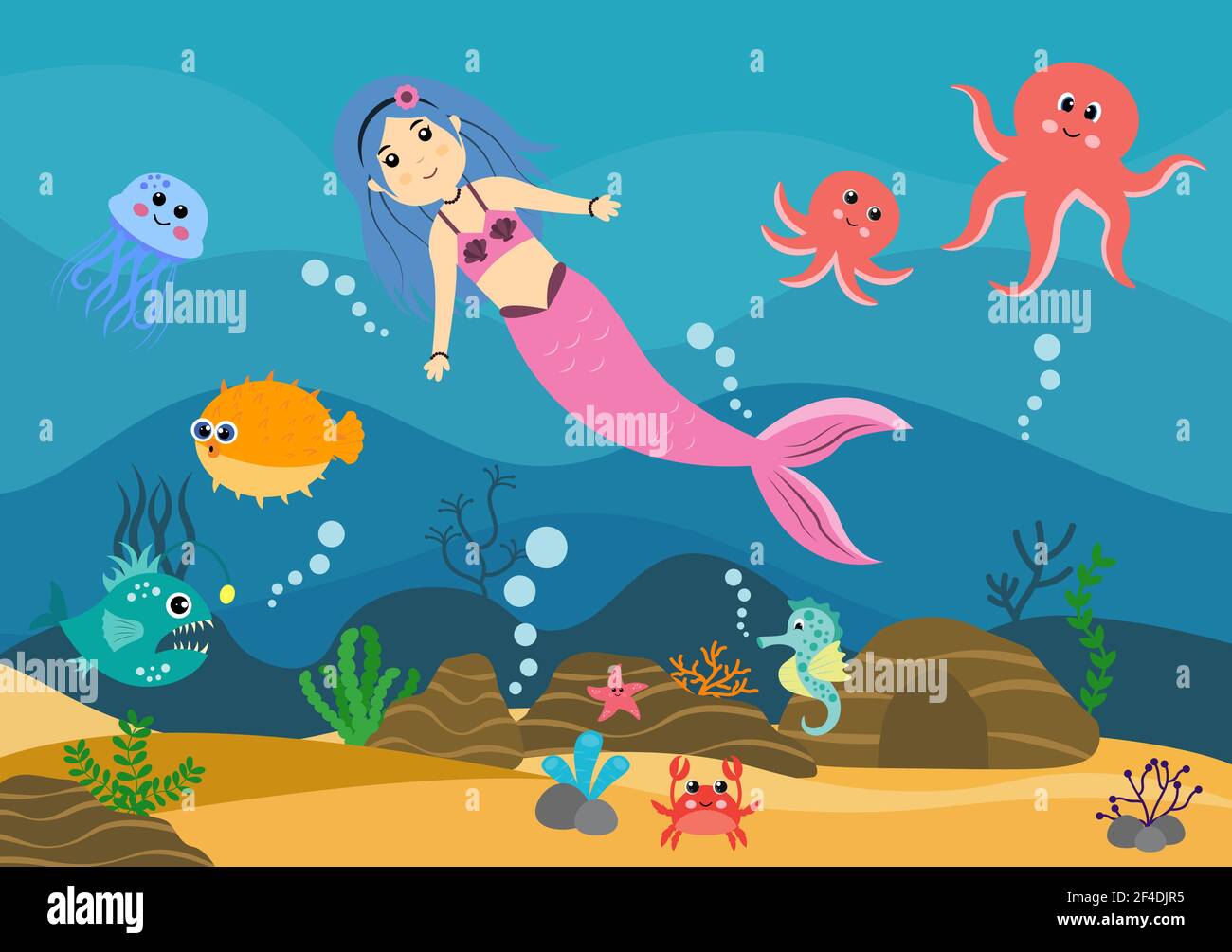 Underwater Mermaid Vector Illustration Cute Sea Animals Cartoon Characters Along with Fish, Turtle, Octopus, Seahorse, Crab Design Stock Vector Image & Art - Alamy Underwater Mermaid Vector Illustration Cute Sea Animals Cartoon Characters Along with Fish, Turtle, Octopus, Seahorse, Crab Design Stock Vector Image & Art - Alamy