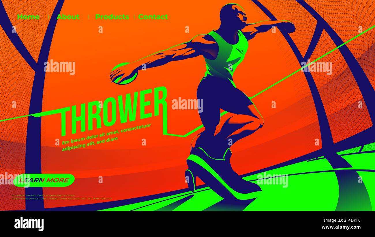 Vector illustration for ui or a landing page of the throwing the discus sport feature the male athlete is concentrating the throwing Stock Vector
