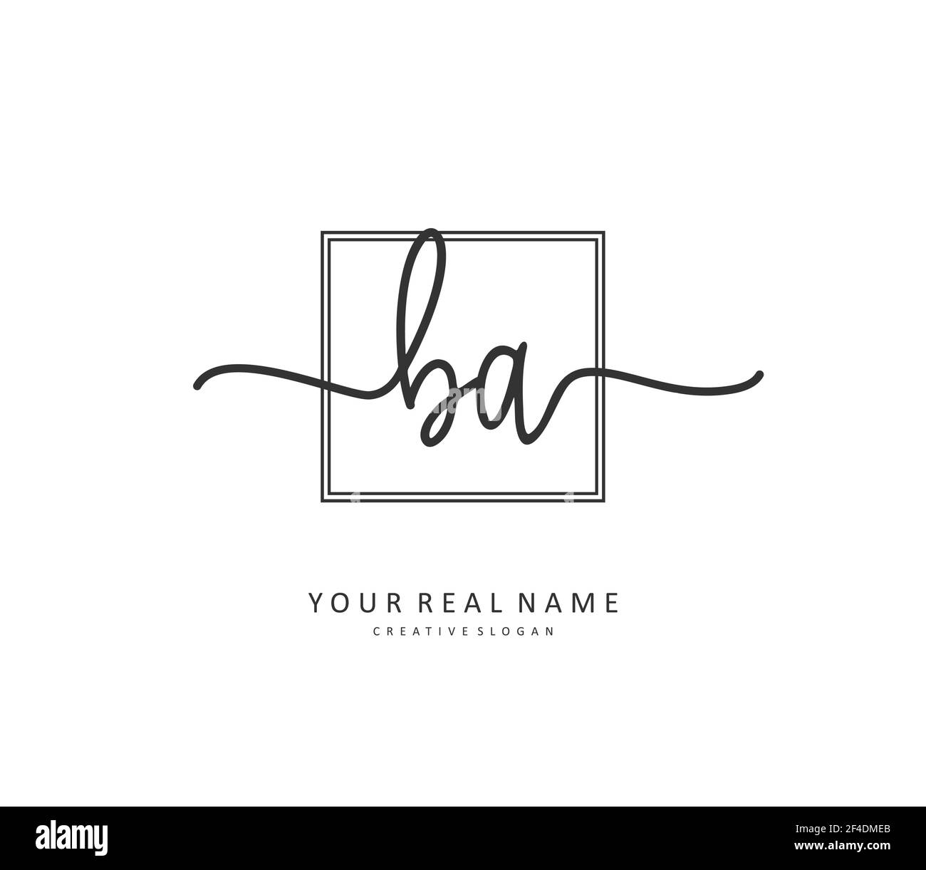 B A BA Initial letter handwriting and signature logo. A concept ...