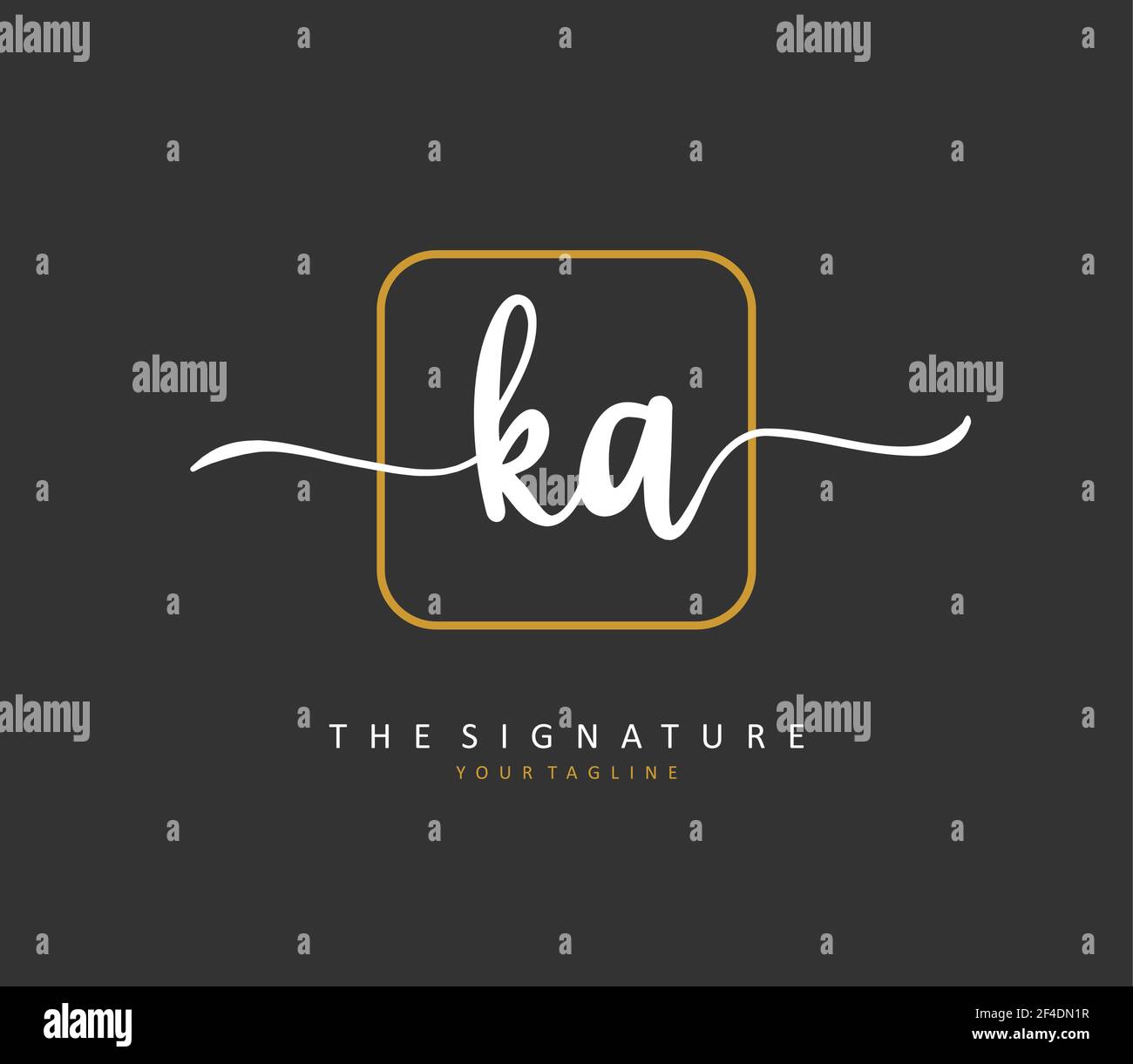 K A KA Initial letter handwriting and signature logo. A concept handwriting initial logo with template element. Stock Vector