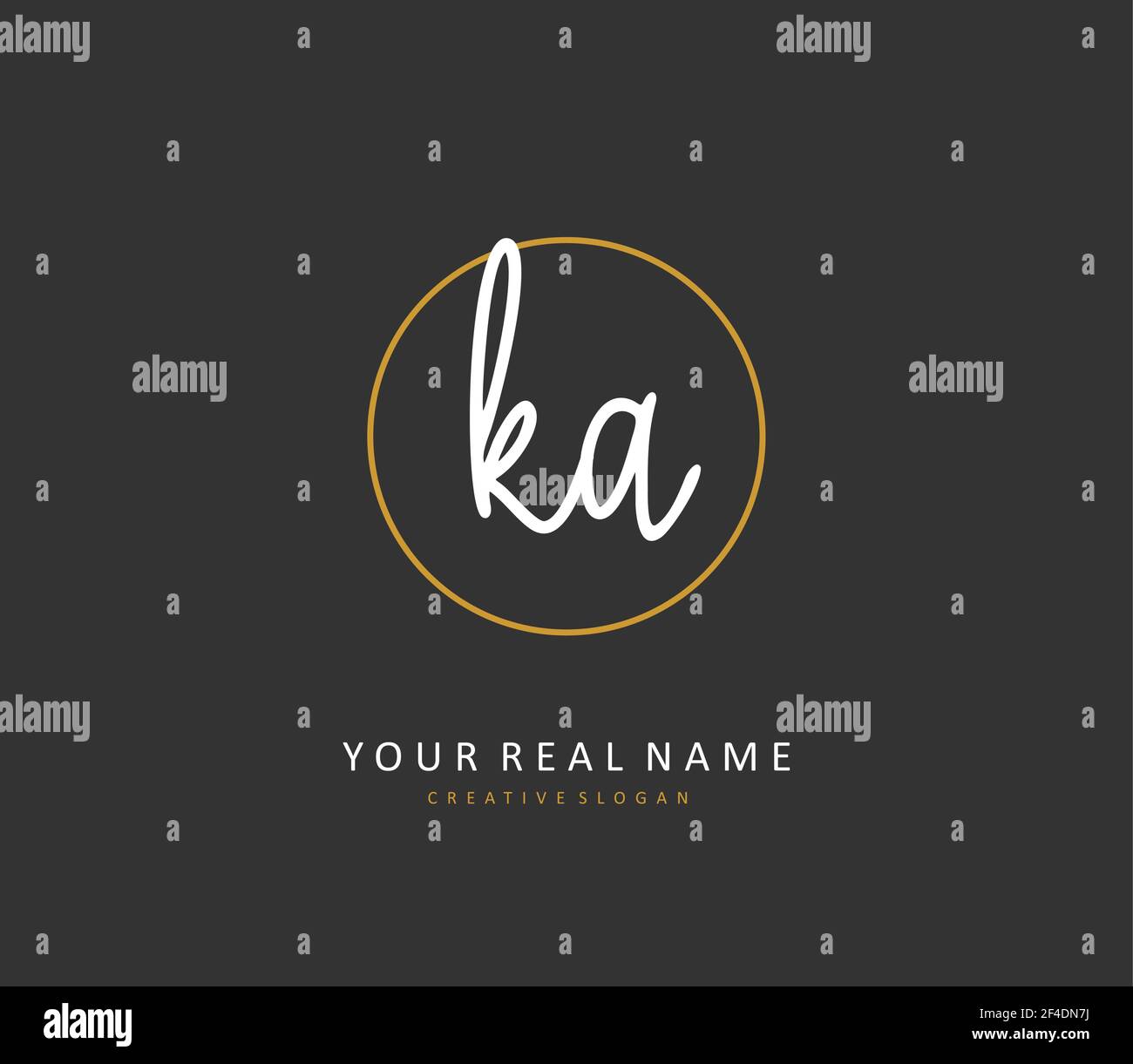 K A KA Initial letter handwriting and signature logo. A concept ...