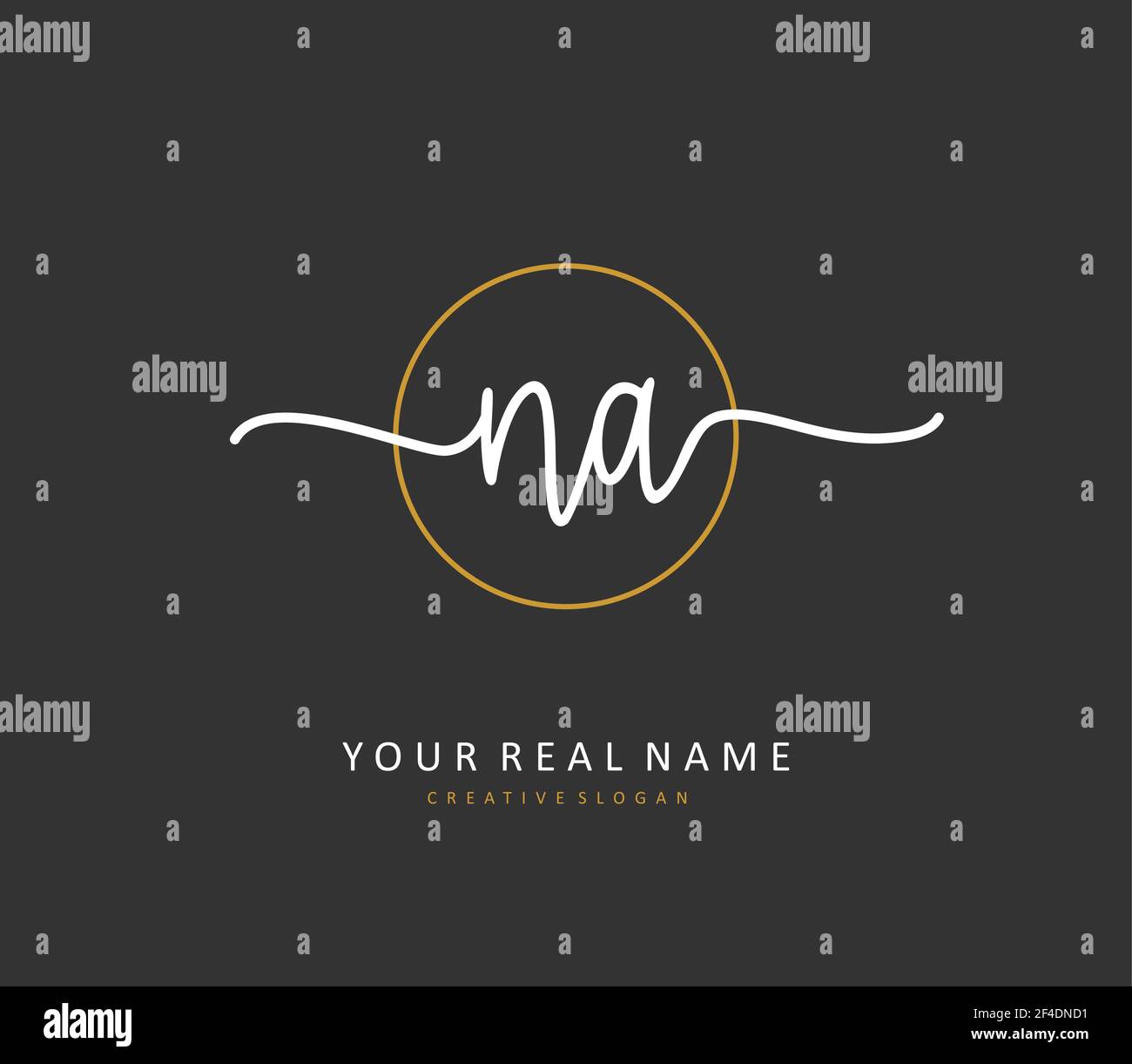 N A NA Initial letter handwriting and signature logo. A concept handwriting initial logo with template element. Stock Vector