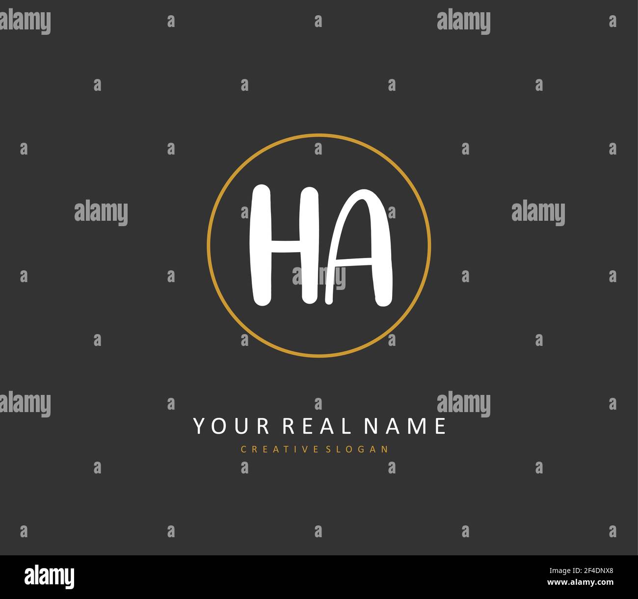 H A HA Initial letter handwriting and signature logo. A concept handwriting initial logo with template element. Stock Vector