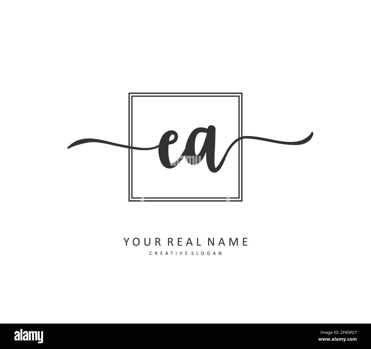 E A EA Initial letter handwriting and signature logo. A concept handwriting initial logo with template element. Stock Vector