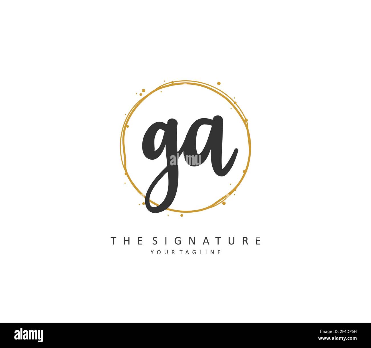 G A GA Initial letter handwriting and signature logo. A concept handwriting initial logo with template element. Stock Vector