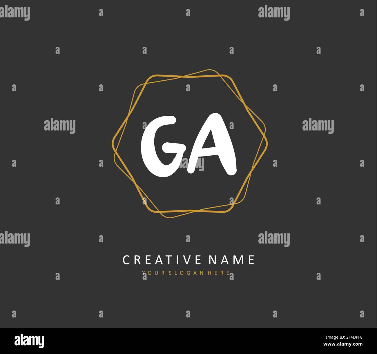 G A GA Initial letter handwriting and signature logo. A concept handwriting initial logo with template element. Stock Vector