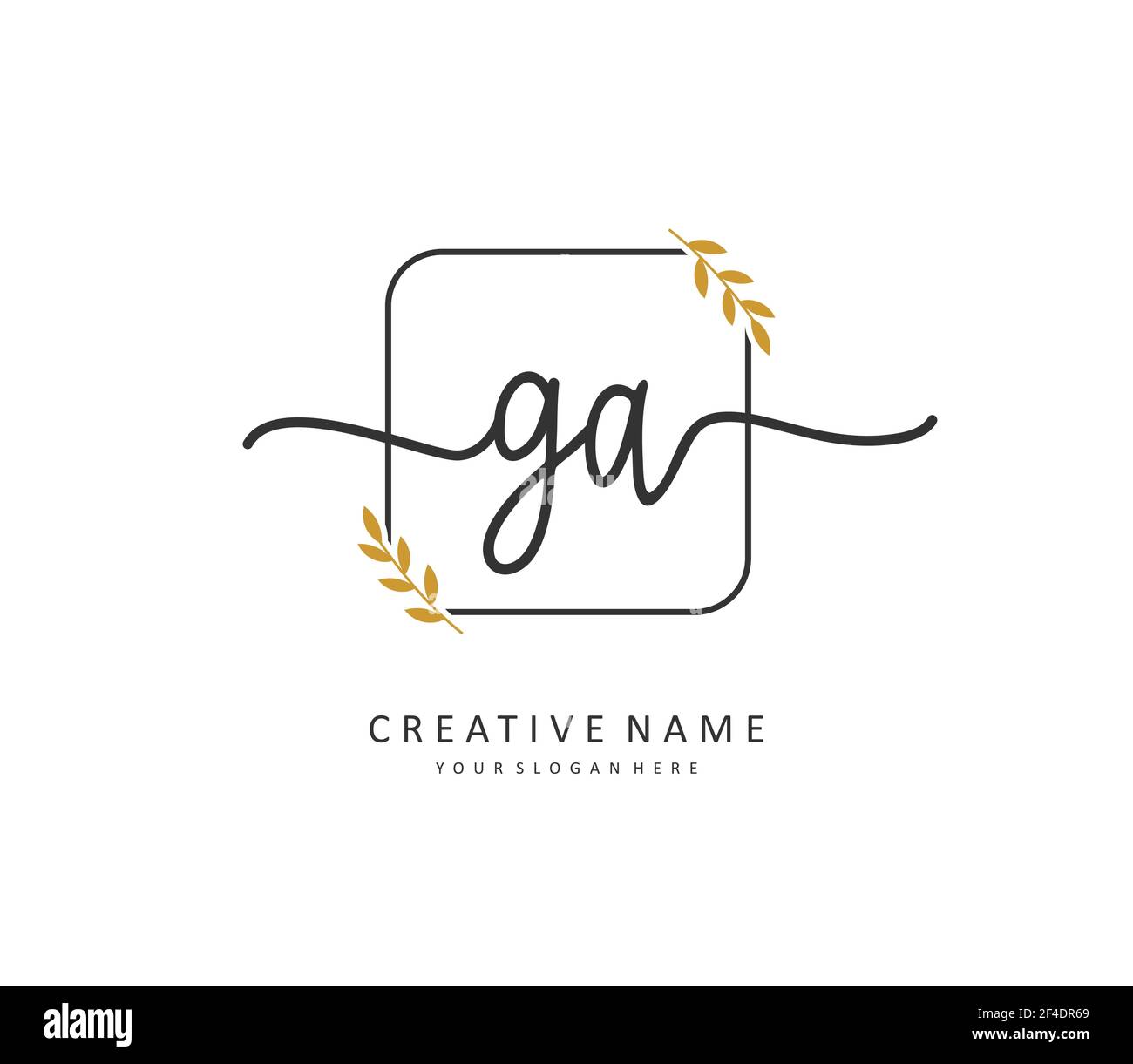 G A GA Initial letter handwriting and signature logo. A concept handwriting initial logo with template element. Stock Vector