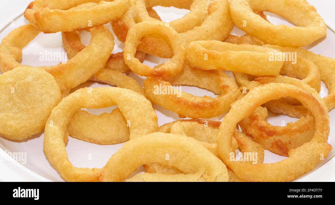 Onion ring rings battered deep fried fast food unhealthy hi-res stock ...