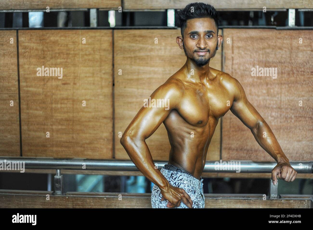 Dhaka, Bangladesh. 20th Mar, 2021. "Mr. Dhaka" open national body building  competition has started in Dhaka today morning. Players from different  parts of the country are taking part in this competition. A