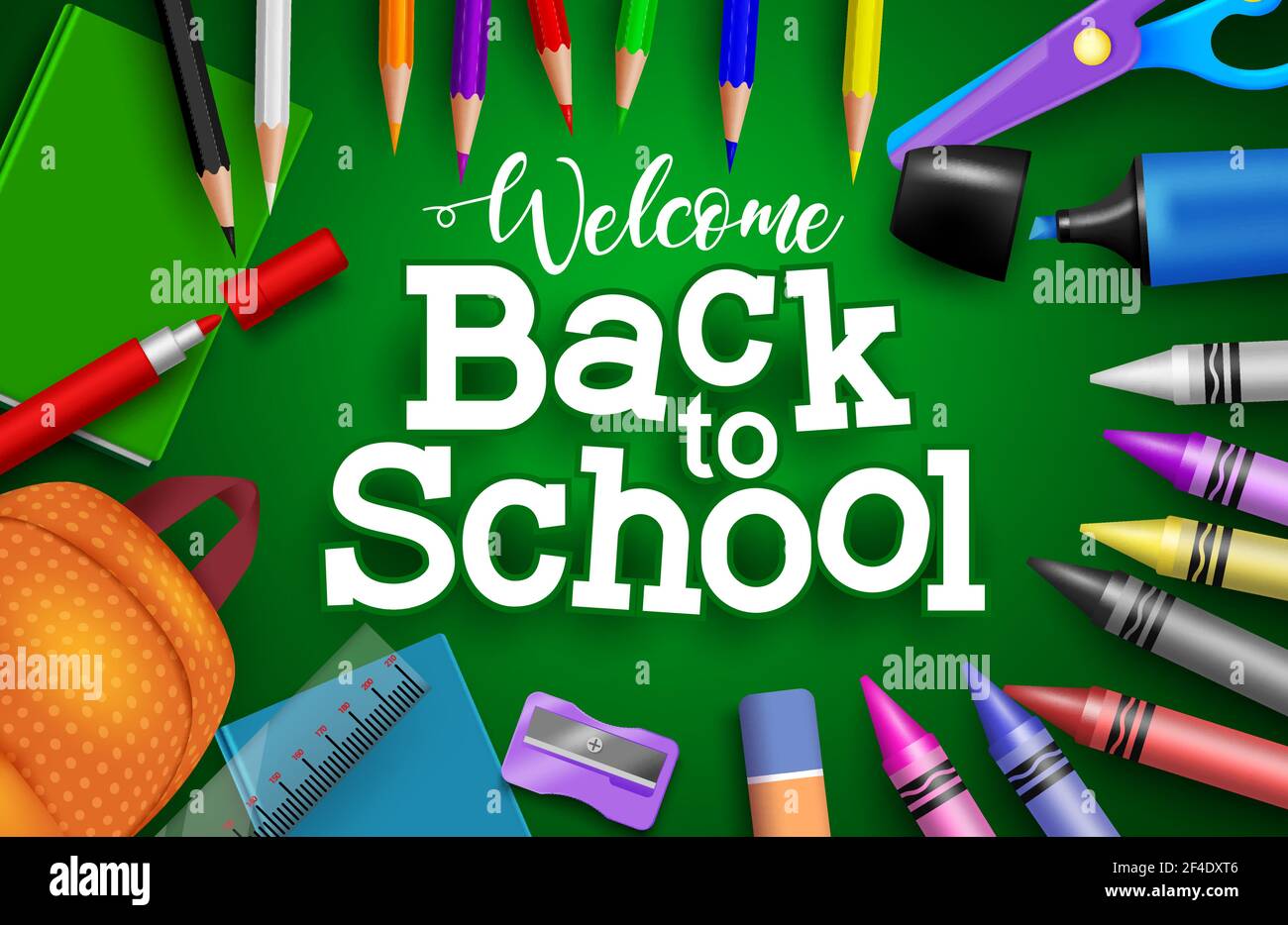 Back to school vector banner background. Welcome back to school text ...