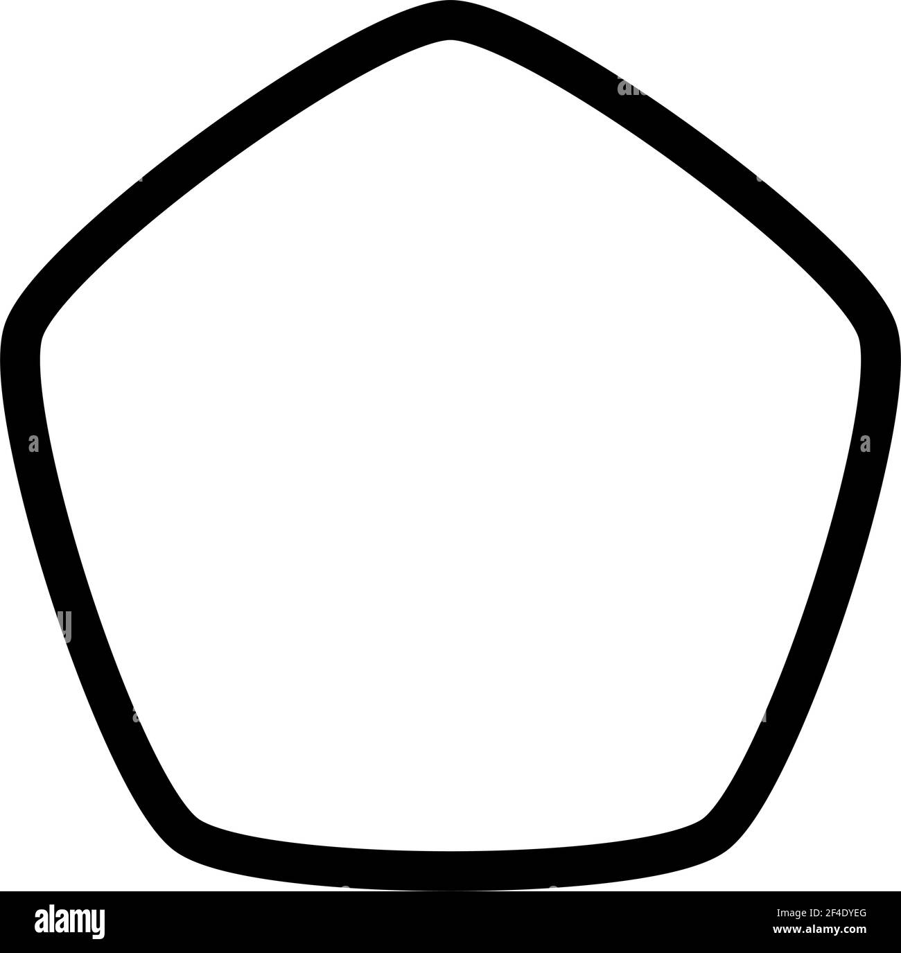 Rounded pentagon polygon contour, outline shape. Soft, smooth