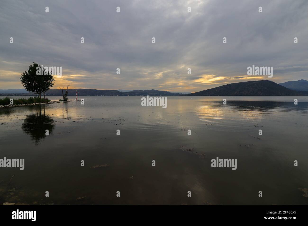 Lake Orestiada Mavrochori, Kastoria, Macedonia, Greece Stock Photo