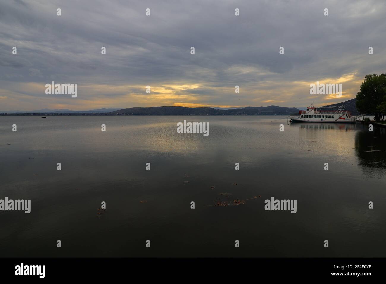 Lake Orestiada Mavrochori, Kastoria, Macedonia, Greece Stock Photo