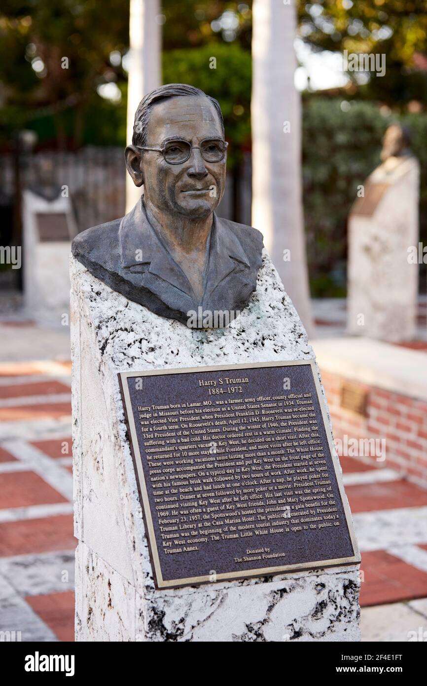 Harry S Truman Sculpture Bust in Key West Historic Memorial Sculpture Garden in Key West Florida