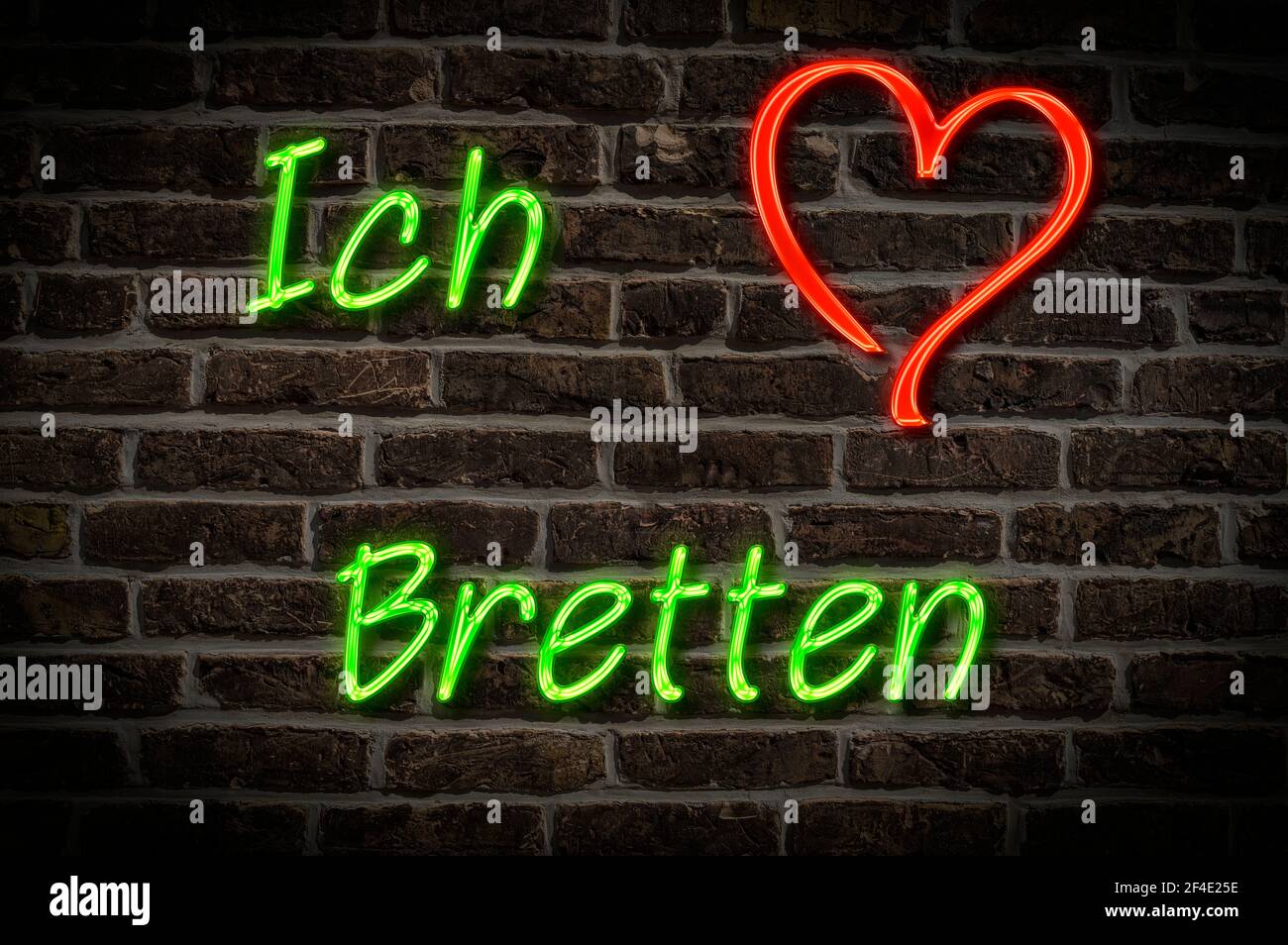 Leuchtreklame, Ich liebe Bretten, Baden-Württemberg, Deutschland, Europa | Illuminated advertising, I love Bretten, Baden-Württemberg, Germany, Europe Stock Photo