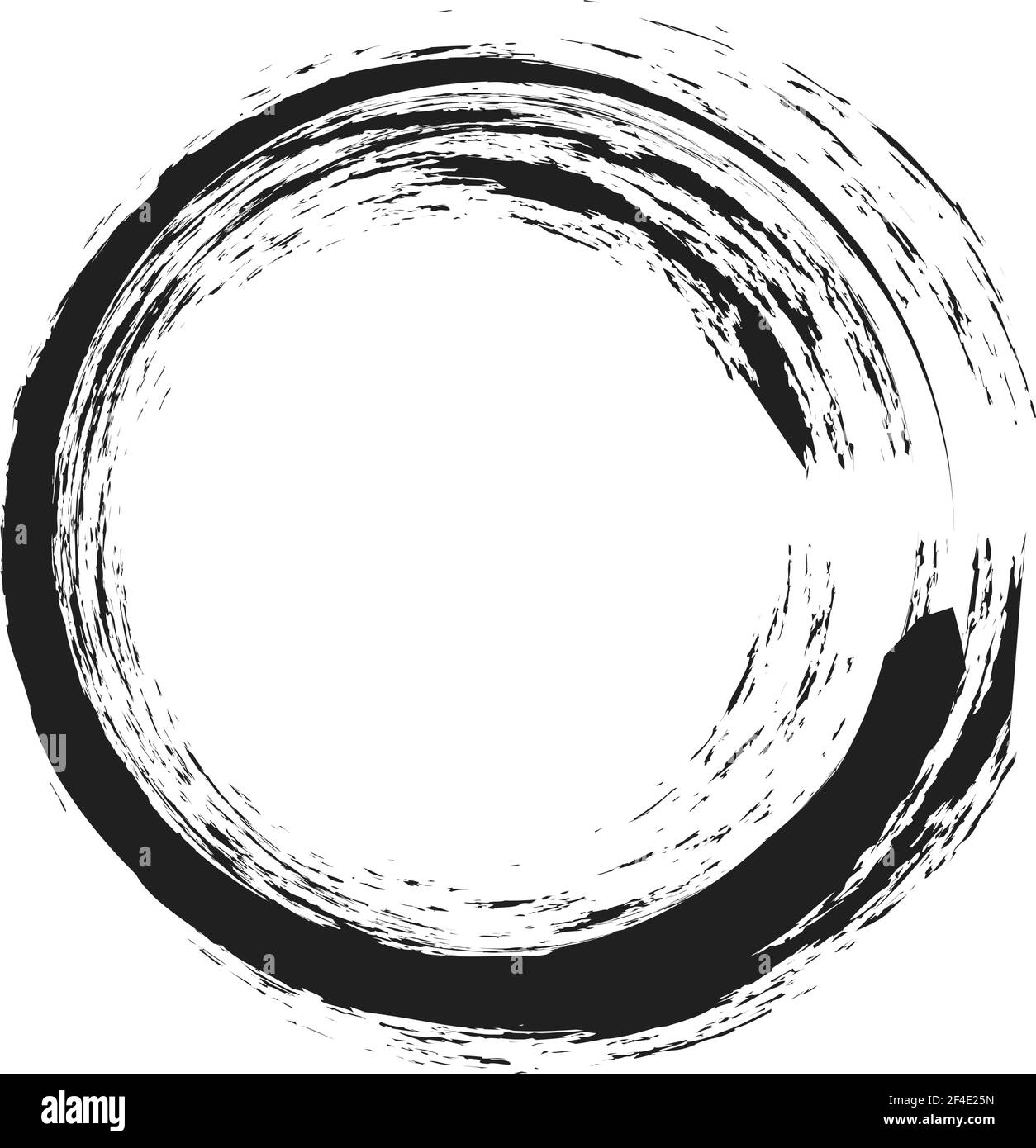 Grungy, grunge, and textured circle. Paintbrush, brushstroke vector