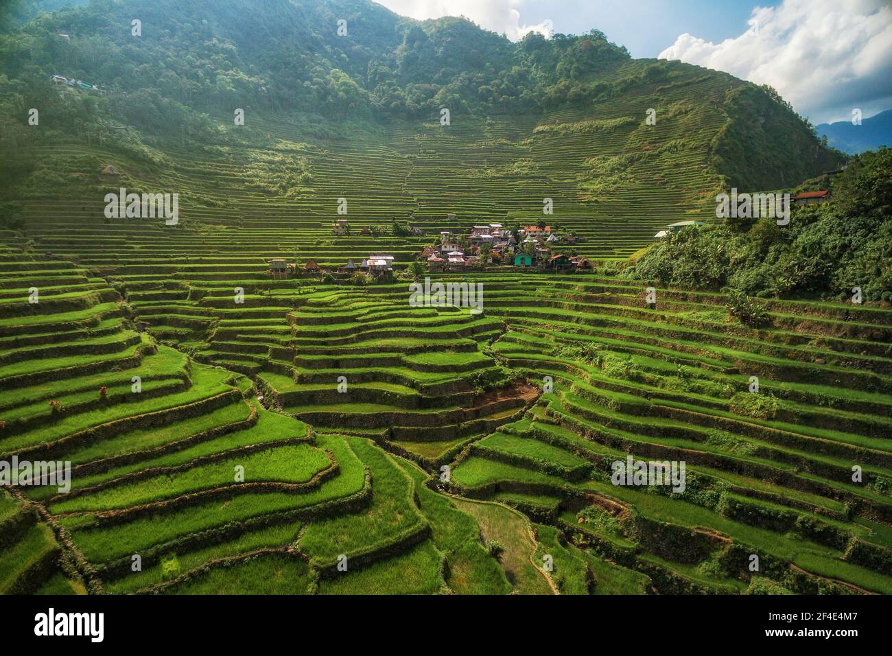 Aerial view of Batad rice terraces in northern Luzon, Philippines. Stock Photo