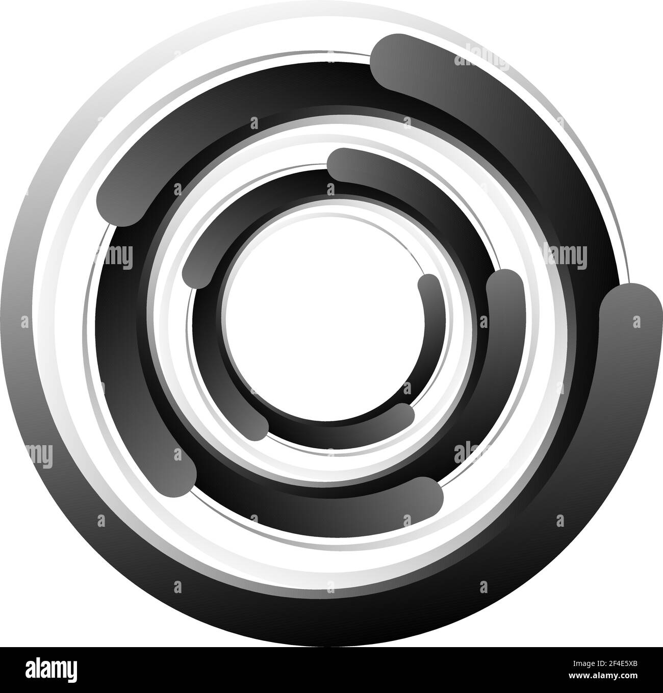 Cyclical circle, helix, volute element. Concentric shape with rotation ...