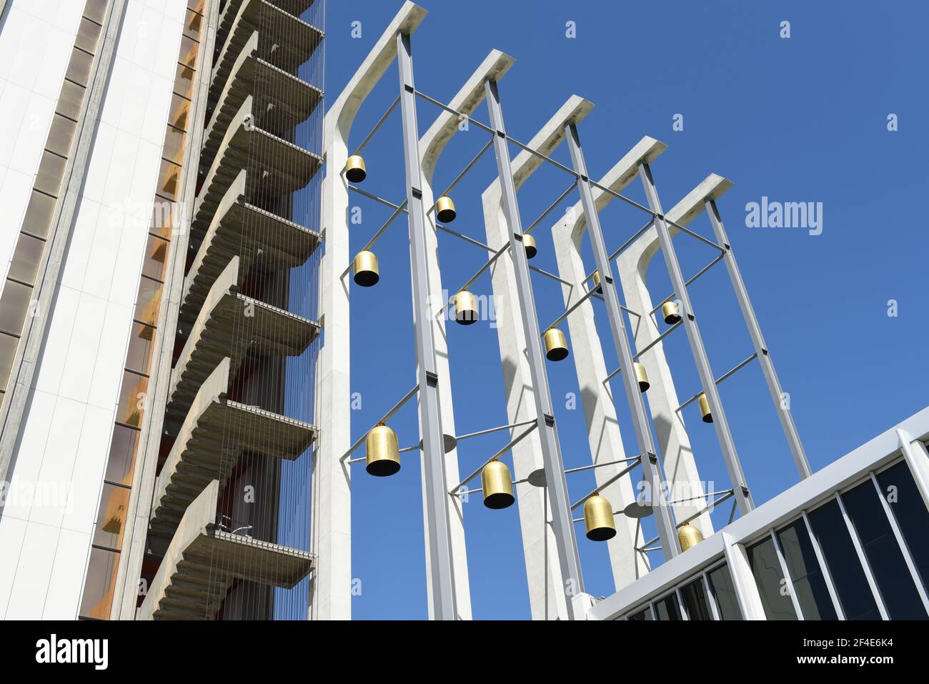 GARDEN GROVE, CALIFORNIA - 20 MAR 2021: Closeup of the Tower of Hope at the Crystal Cathedral. Stock Photo