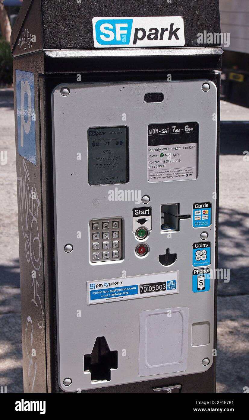 SF Park parking payment meter in San Francisco, California Stock Photo