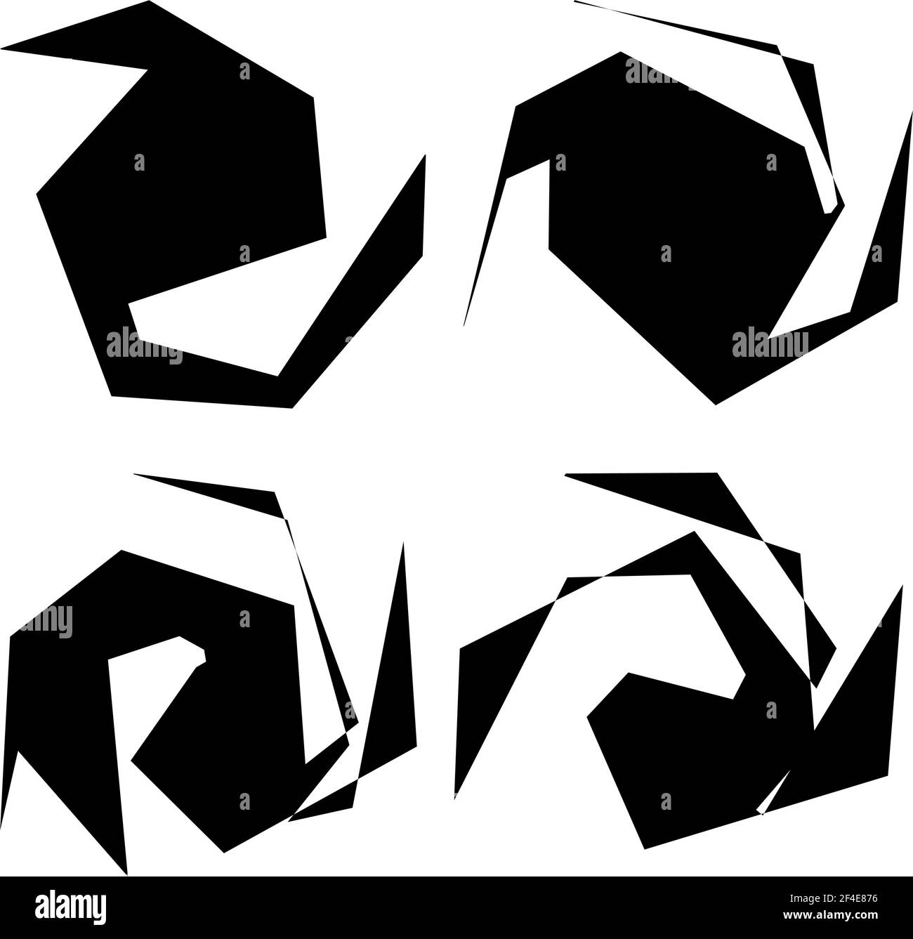 Edgy, sharp, chaotic, and random shape. Crushed, distorted, deformed ...