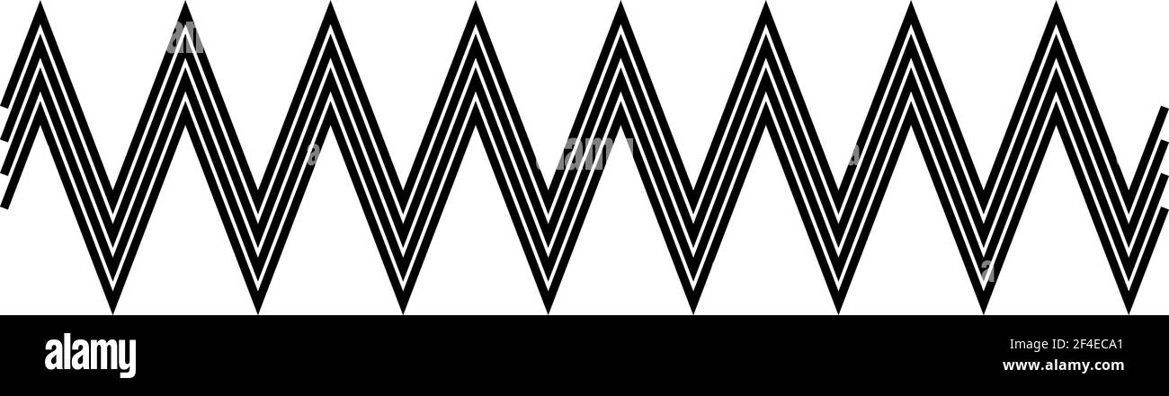 Zig-zag, criss-cross serrated lines element. Pointy, jagged, and jaggy stripes — Stock vector illustration, clip art graphics Stock Vector