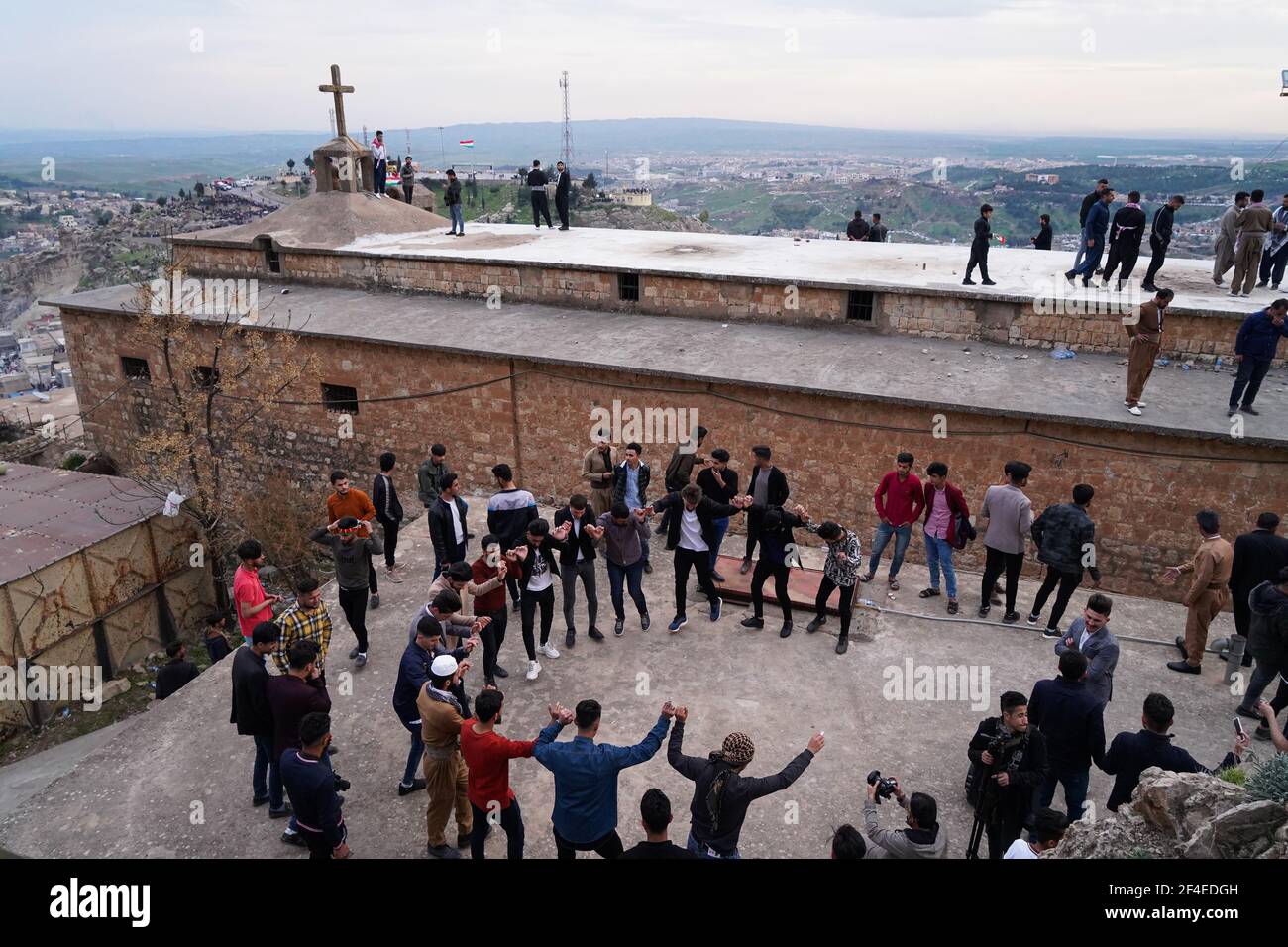 Iraqi Kurds dancing during the Nowruz celebration.The town of Akre in ...