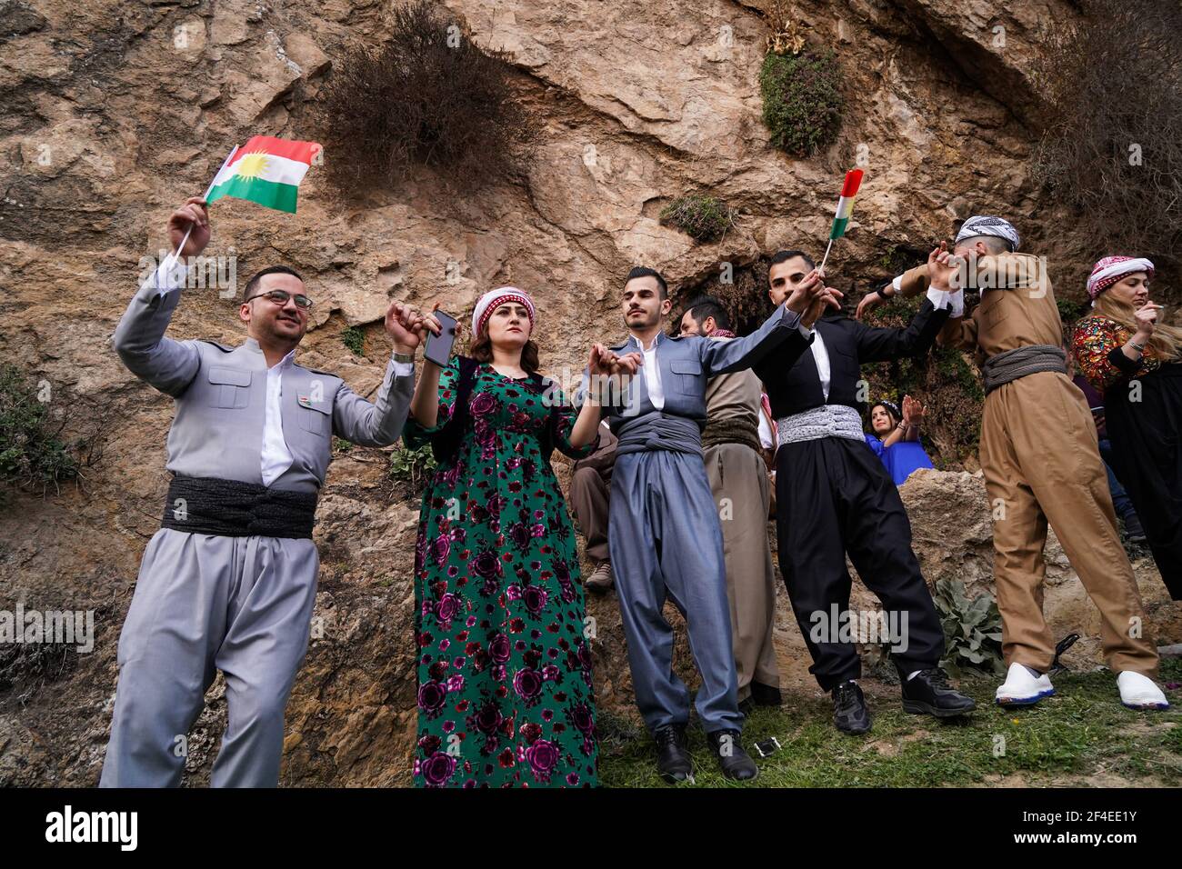 Iraqi Kurds dancing during the Nowruz celebration.The town of Akre in ...