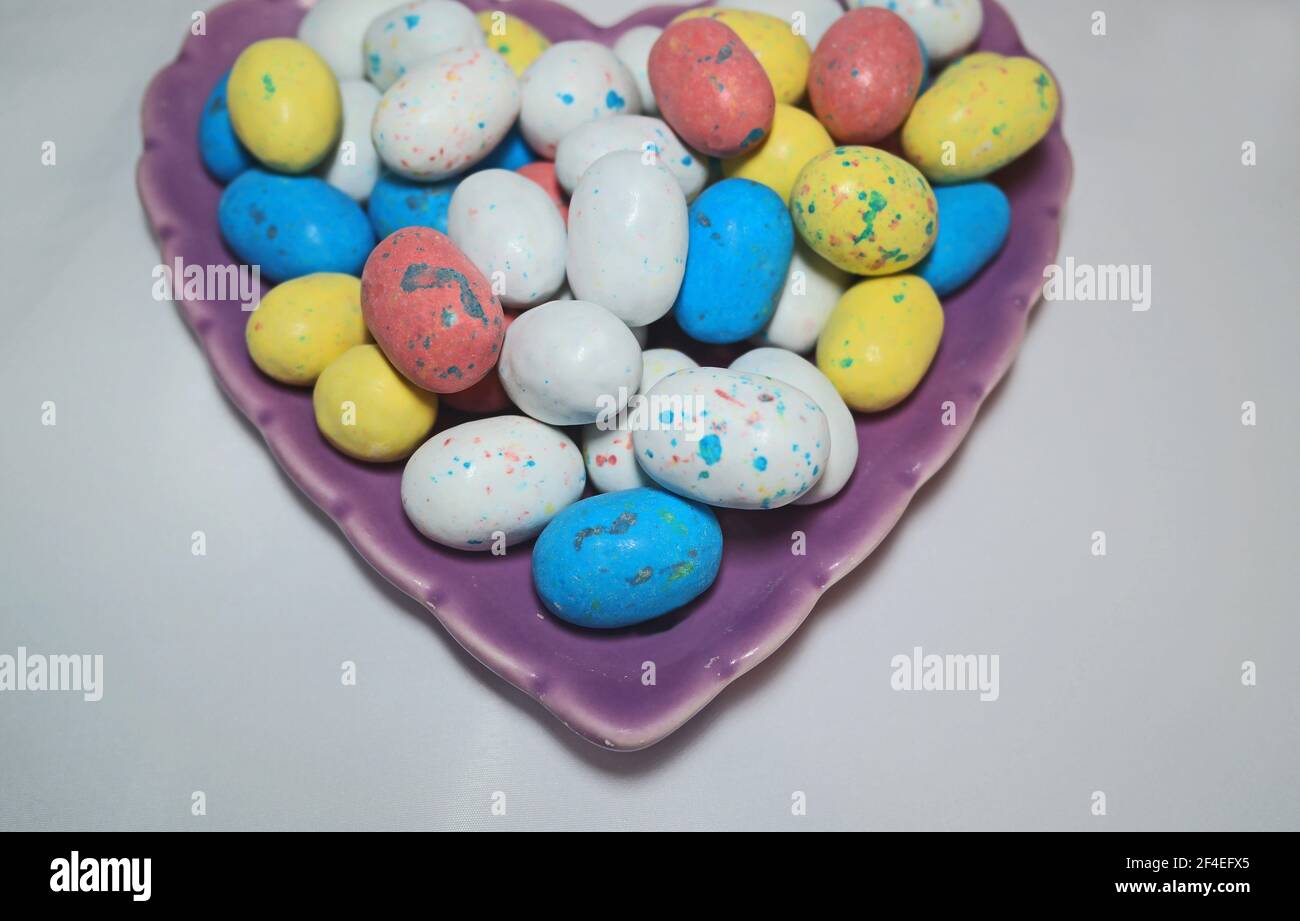 Candy Covered Chocolate Easter Eggs Stock Photo