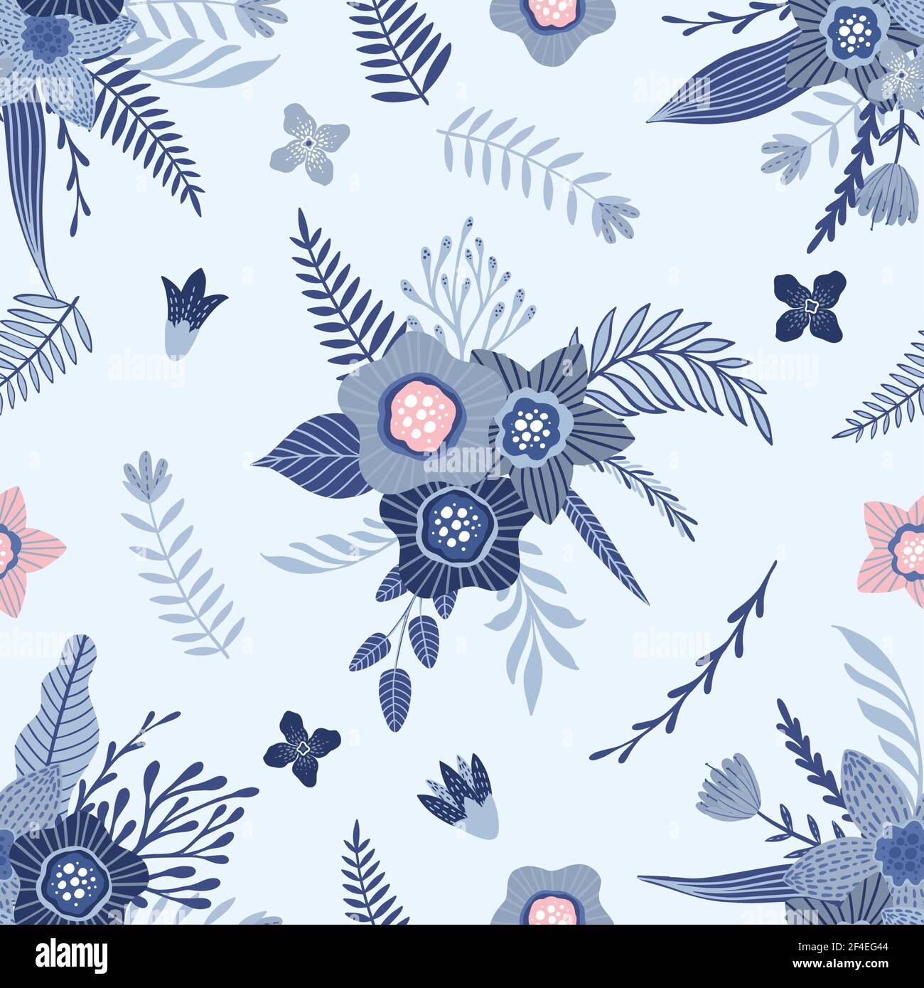 Seamless pattern with flowers and leaves. Creative floral texture ...