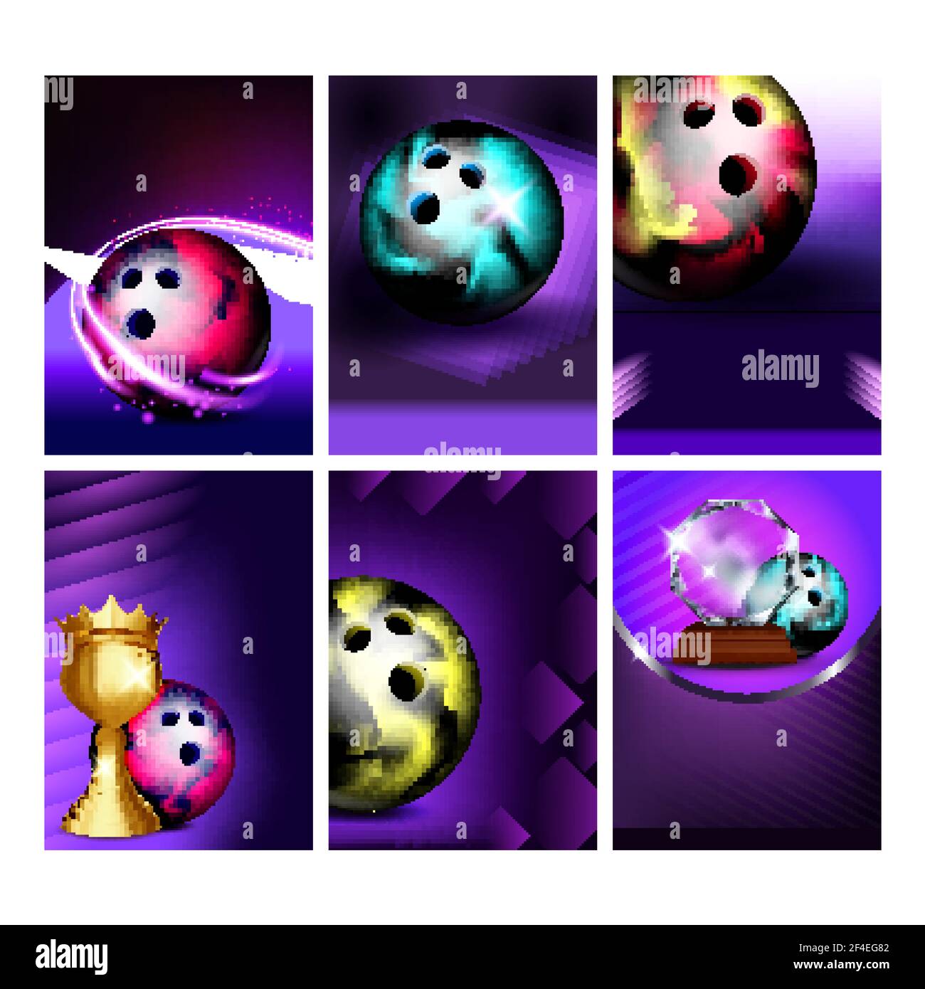 Bowling Balls And Candlepin Posters Set Vector Stock Vector Image & Art