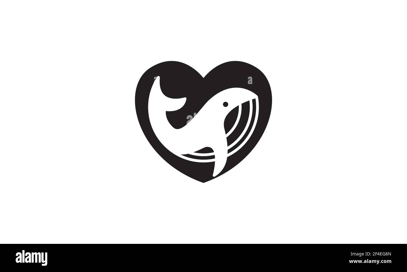 whale with love shape  logo vector symbol icon design illustration Stock Vector
