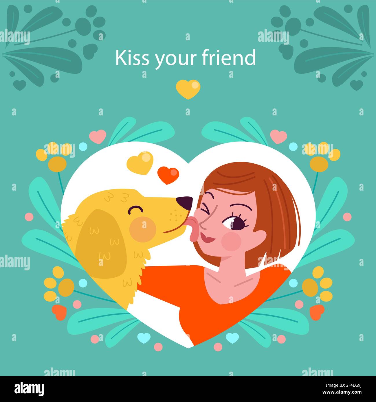 Flat international kissing day illustration Vector illustration. Stock Vector