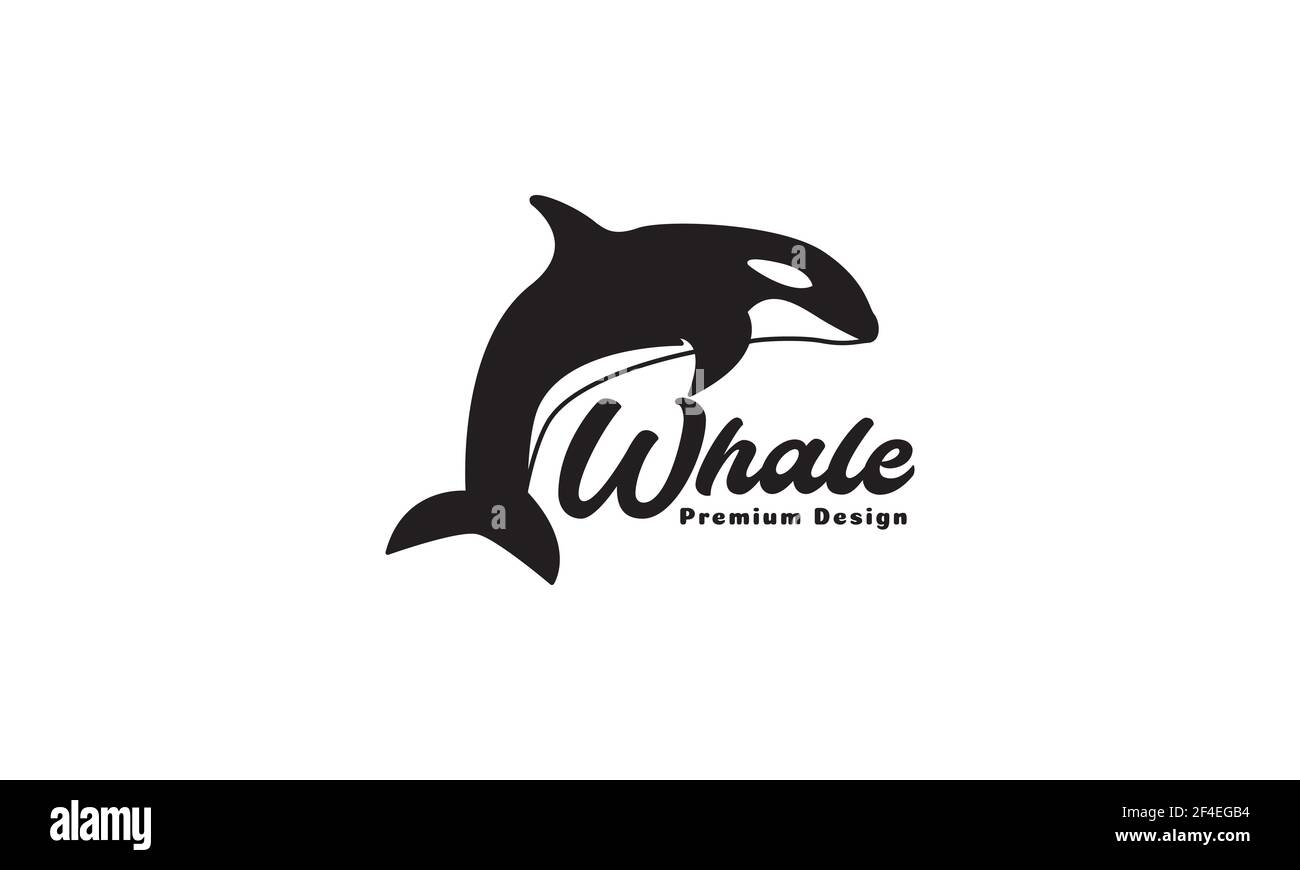 silhouette fish whale orca jump logo vector symbol icon design illustration Stock Vector
