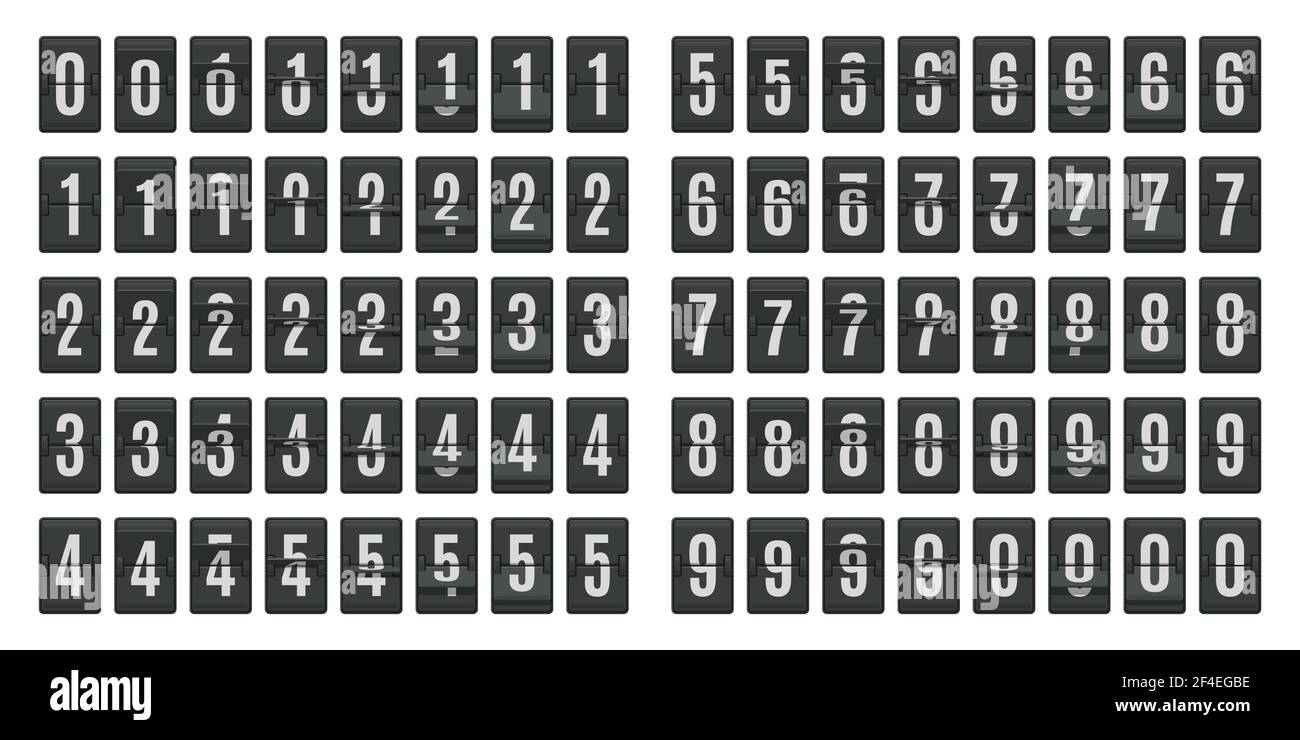 Flip countdown animation. Scoreboard numbers countdown panels, score date  counter animation. Countdown flip boards vector illustration set. Alarm  time Stock Vector Image & Art - Alamy