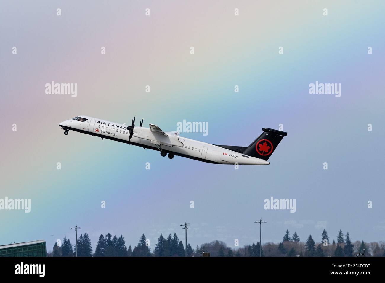 Richmond, British Columbia, Canada. 5th Mar, 2021. As rain showers move