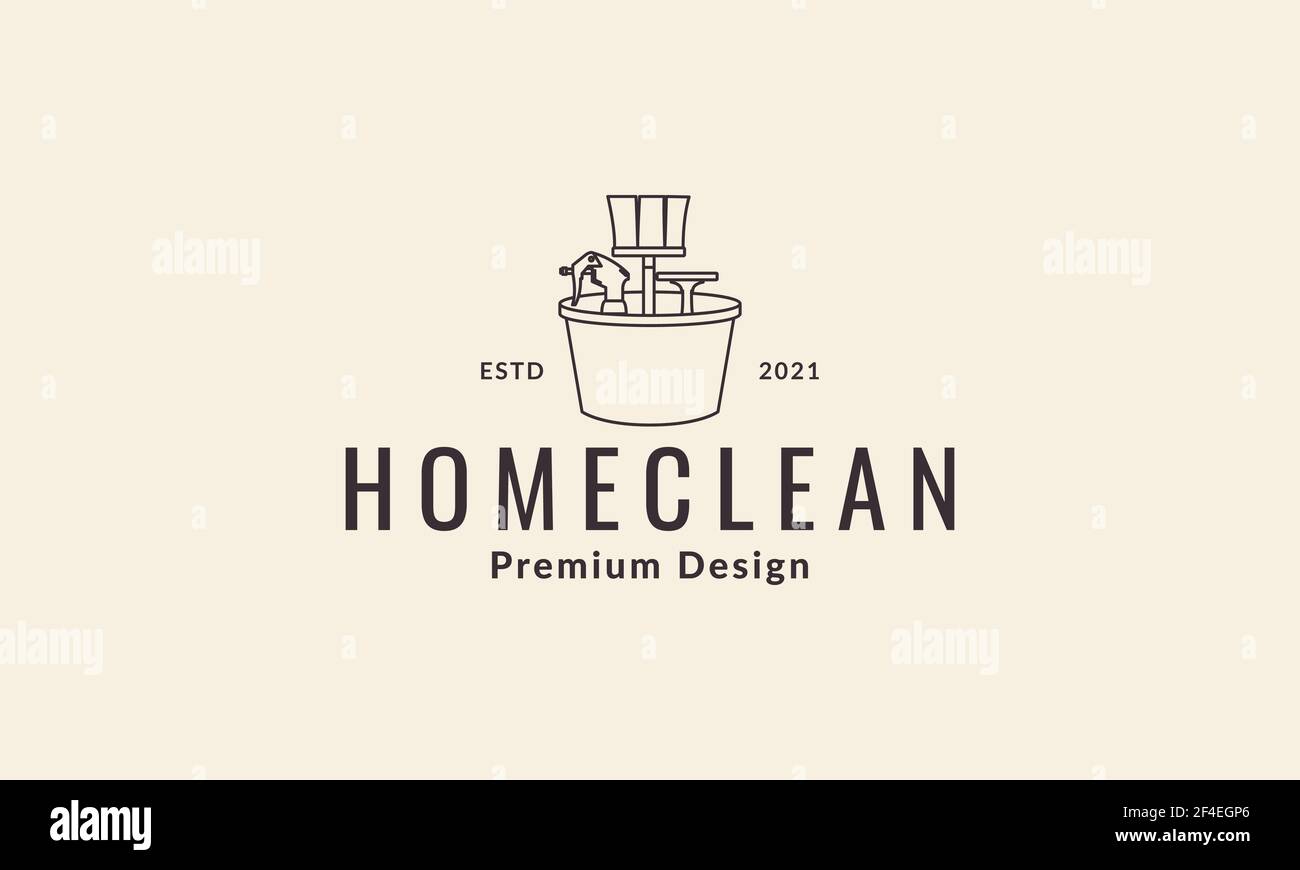 cleaning tools set lines logo vector symbol icon design illustration Stock Vector