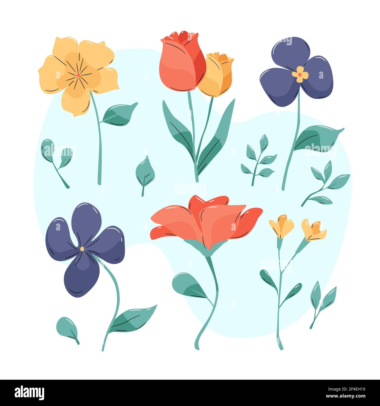 Hand drawn flower collection Vector illustration Stock Vector Image ...