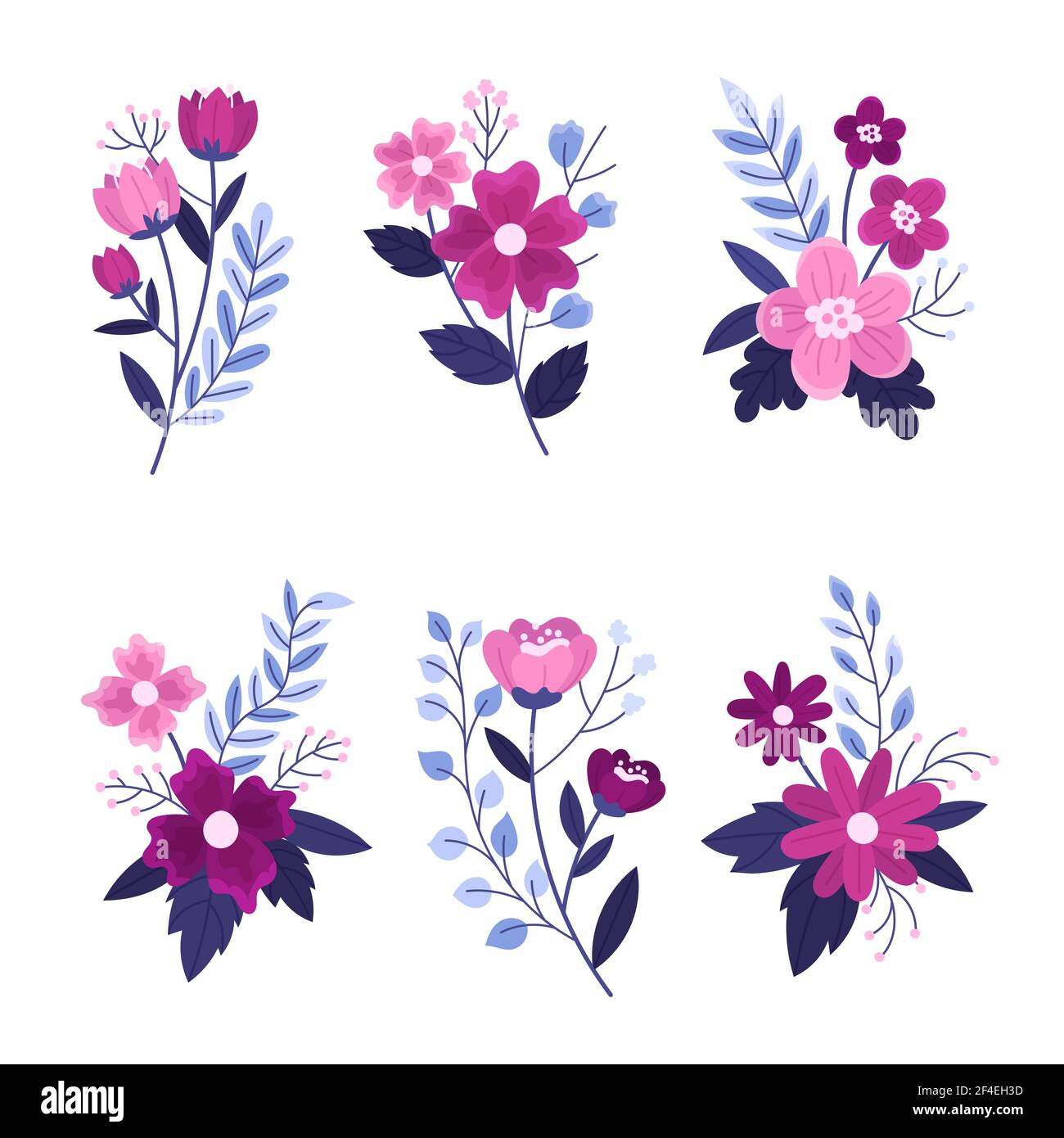 Organic flat design flower collection Vector illustration Stock Vector ...