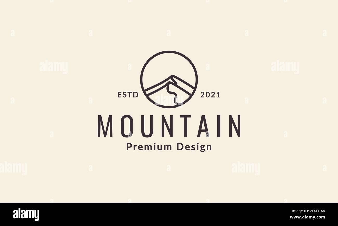 circle lines with simple mountain logo vector symbol icon design ...