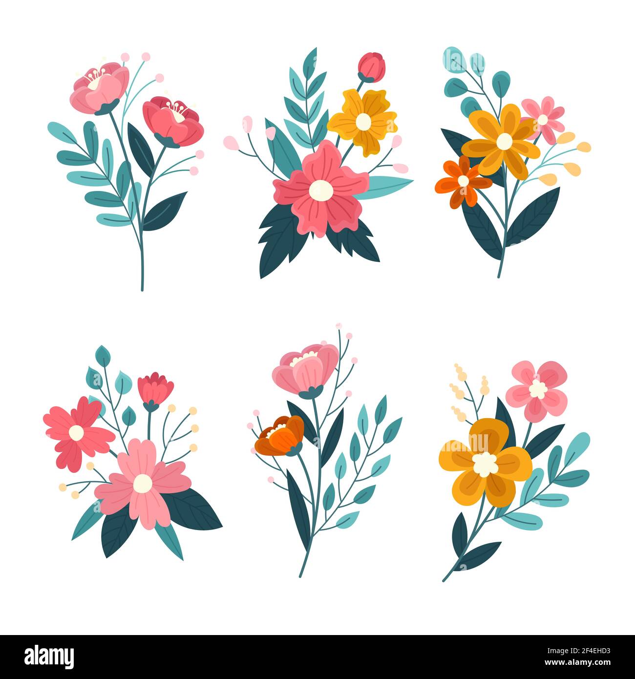 Organic flat design flower collection Vector illustration Stock Vector ...