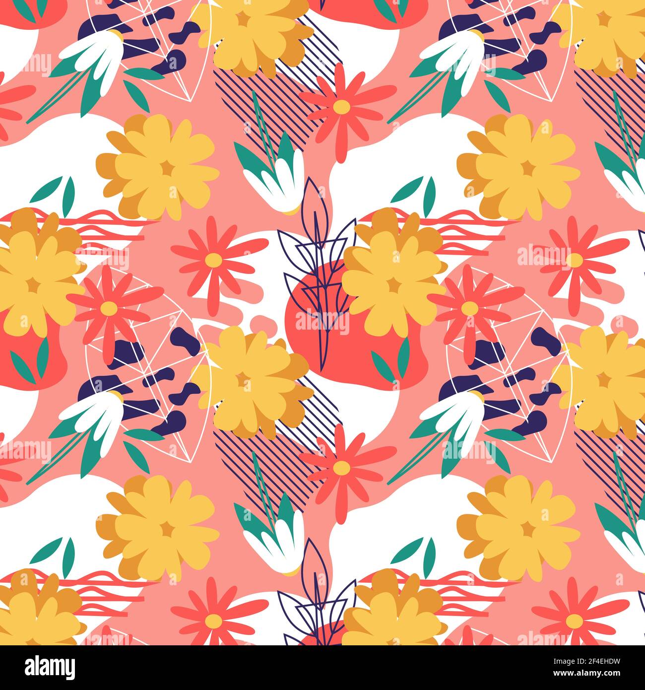 Organic flat abstract floral pattern Vector illustration Stock Vector ...