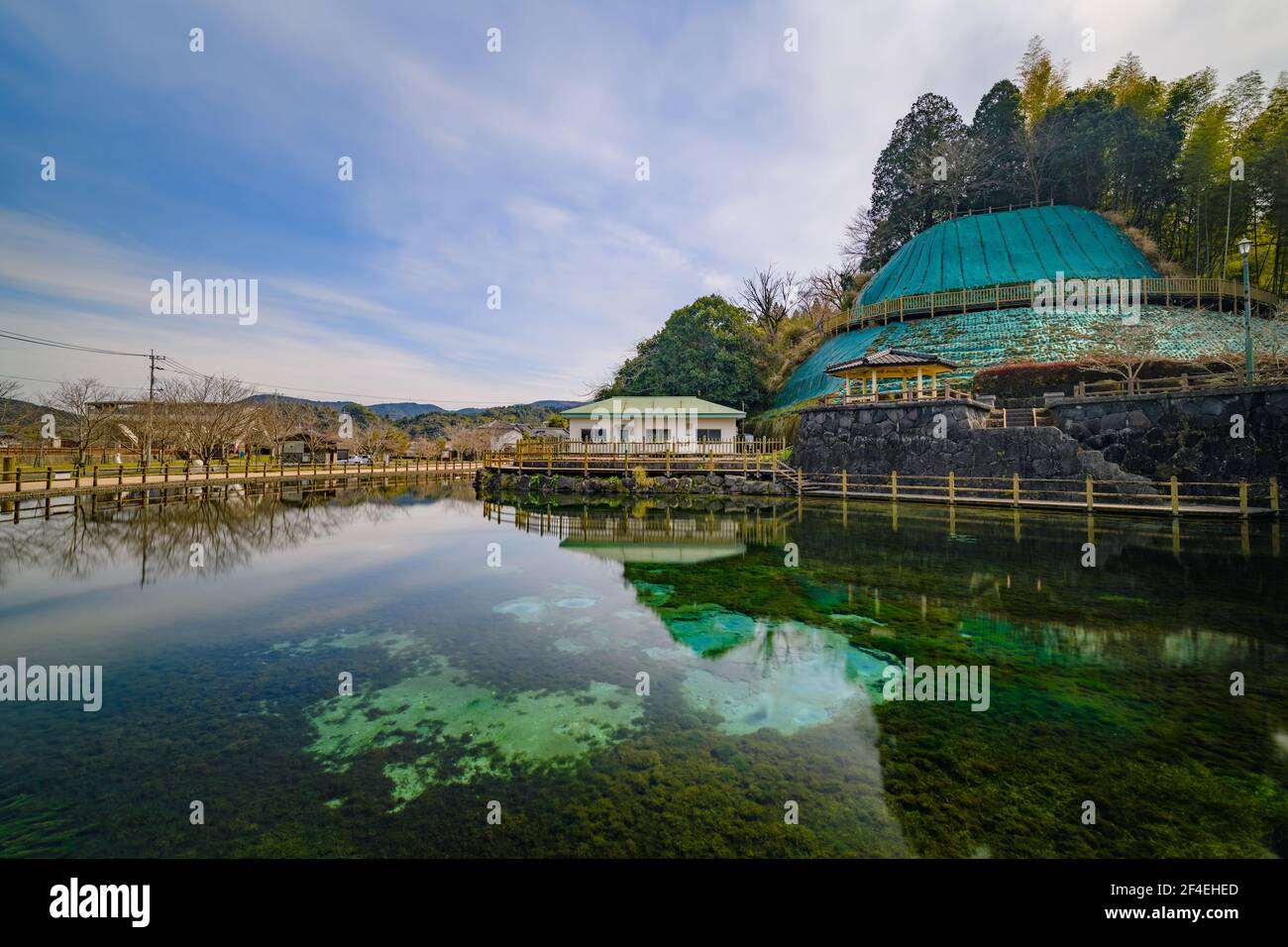 Beautiful natural emarald pond in Kriishima, Kagoshima, Japan Stock Photo
