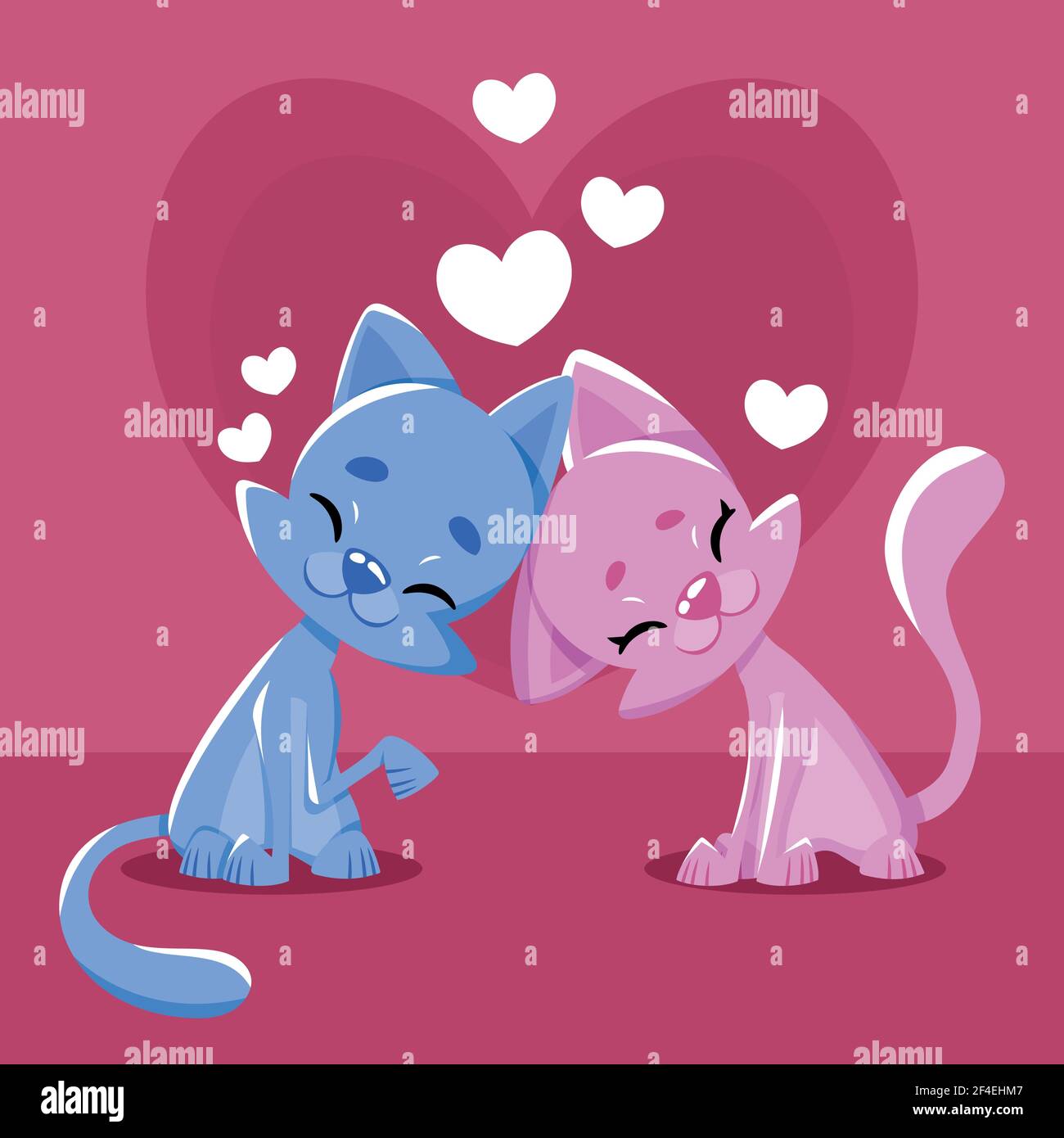 two cats kissing cartoon